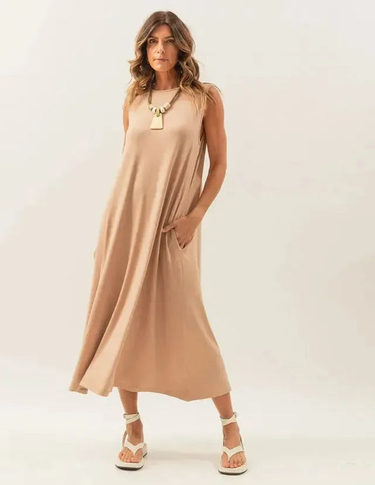 Clara Beige Maxi Dress U