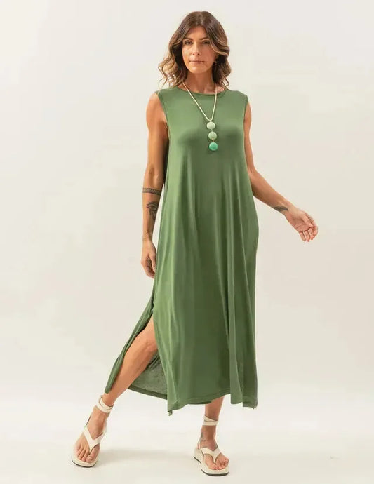 Clara Military Green Maxi Dress