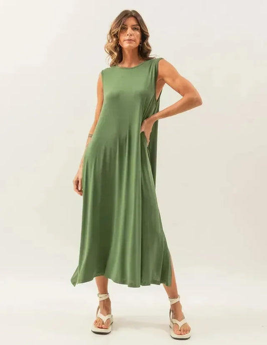 Clara Military Green Maxi Dress