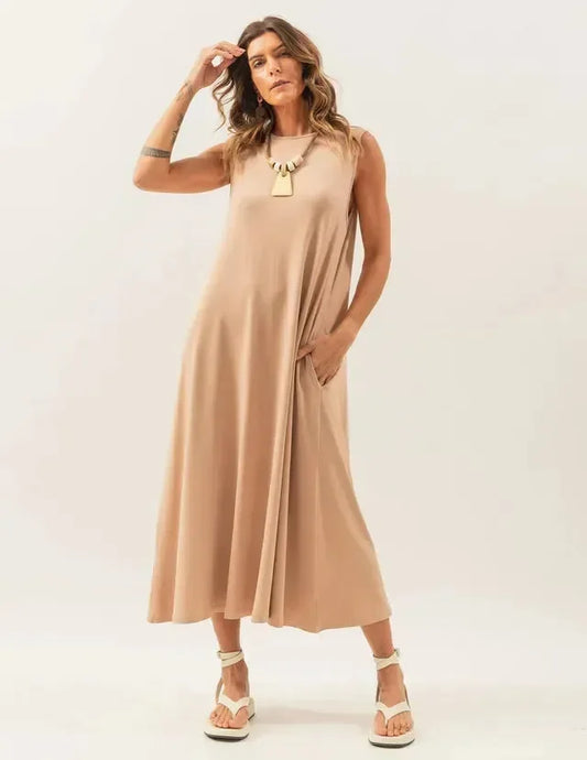 Clara Beige Maxi Dress U