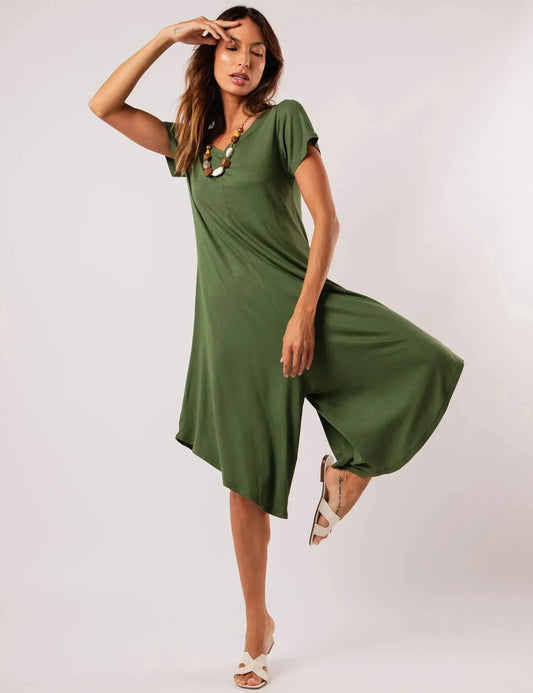 Heloísa Asymmetrical Military Green Jumpsuit