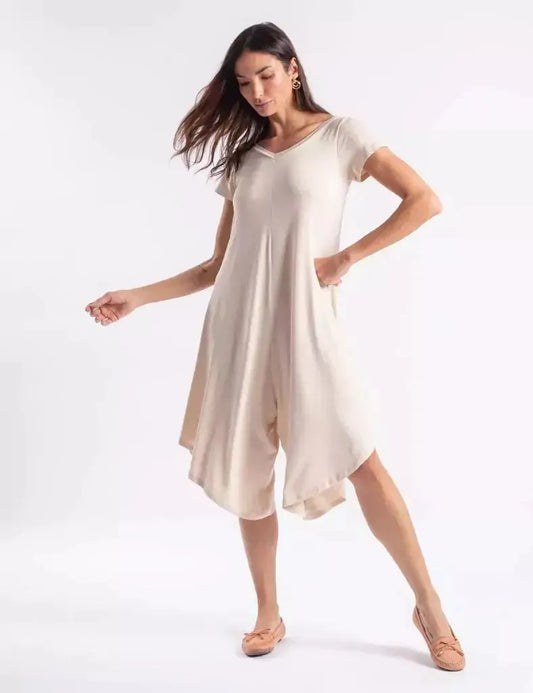 Heloísa Asymmetrical Beige Jumpsuit