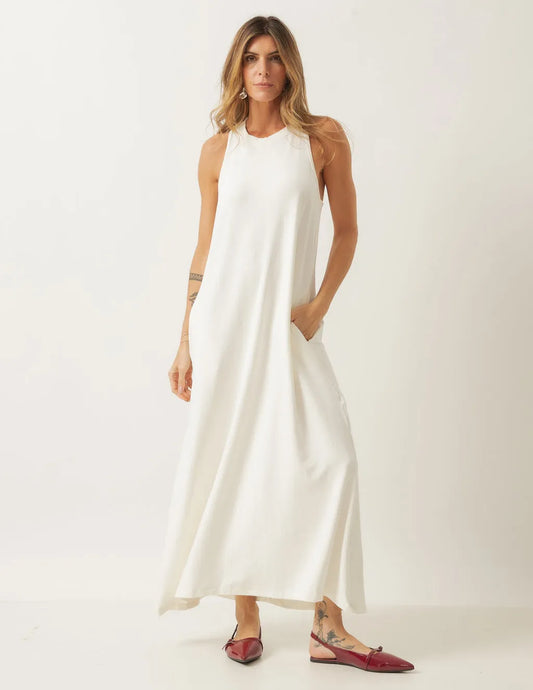 Santorini Off-White Long Dress