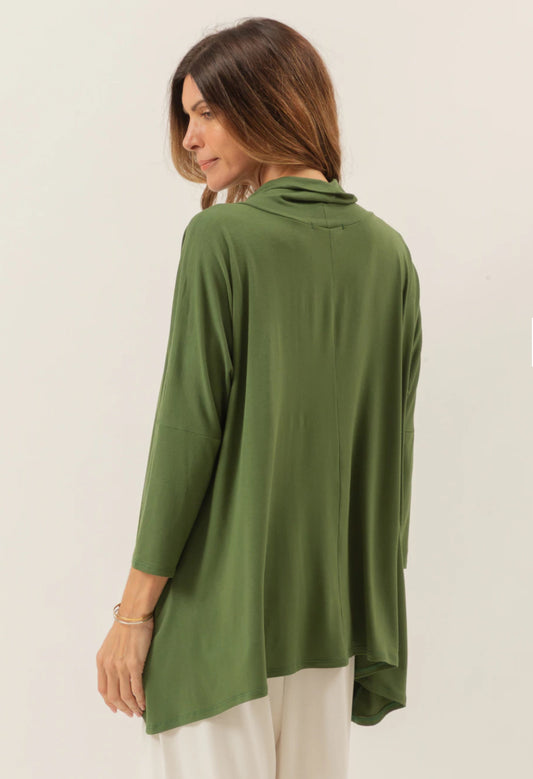 Military Green Puffed Collar Blouse U